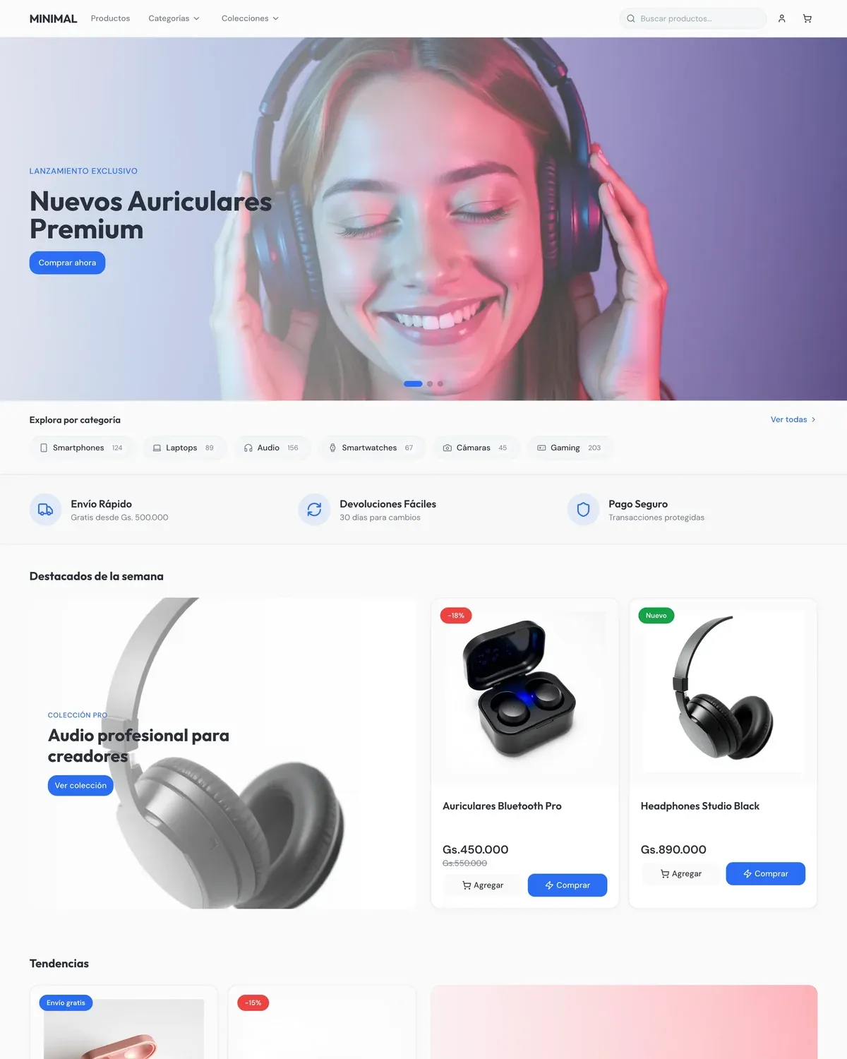 Vista previa de la plataforma OnShop